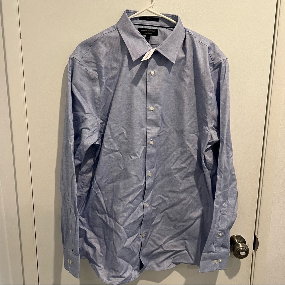 Banana Republic Men Slim Fit Button Up Shirt Size L Wrinkle Resistant NWT